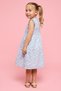 Girl's Blue Floral Print Sleeveless Fit & Flare Dress with Round Neck - 5