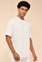 Men's Cream Textured T-Shirt with Crew Neck and Short Sleeves - 2