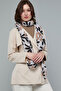 Women's Cream Floral Print Scarf, 180X85cm - 3