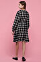 Girl's Black Plaid Fit & Flare Dress with Peter Pan Collar and Puff Sleeves - 5