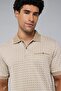 Men's Cream Patterned Polo T-Shirt with Short Sleeves - 5