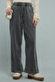 Women's Gray Washed Wide Leg Jeans with Elastic Waist - 3