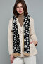 Women's Black Floral Print Scarf, 180X85cm - 3
