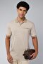 Men's Cream Patterned Polo T-Shirt with Short Sleeves - 3