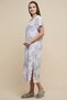 Women's Purple Floral Printed Nightdress with Crew Neck and Short Sleeves - 2