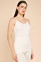Women's Cream Lace Trim Ribbed Camisole - 2