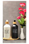 Set of 2 Kitchen Bathroom Liquid Soap Dispensers 500 ml + 500 ml Black White with Bamboo Tray