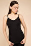 Women's Black Lace Trim Ribbed Camisole - 3