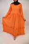 Samahah - Graceful Linen Maxi Dress with Pintuck Pleats and Ruffled Hem - Pumpkin Orange - 4