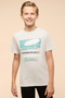 Boy's Cream Printed T-Shirt with Crew Neck and Short Sleeves