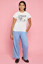 Girl's White Typography Print T-Shirt with Crew Neck and Short Sleeves - 2