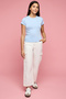 Girl's Blue Solid T-Shirt with Crew Neck and Short Sleeves - 2
