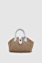 Drisa Lock Detailed Cross Strap Straw Handbag White