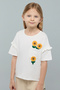Girl's White Crochet Detail T-Shirt With Crew Neck And Short Sleeves