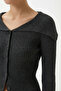Women's Terra Corded Buttoned Anthracite Knitwear Cardigan - 3