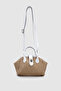 Drisa Lock Detailed Cross Strap Straw Handbag White - 5