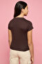 Girl's Brown Solid T-Shirt with Crew Neck and Short Sleeves - 4