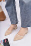 Women's beige embroidered and beaded heeled shoes - 8