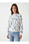 Lcw Modest Blue Crew Neck Print Women's Sweatshirt Tunic