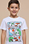 Boy's Cream Printed T-Shirt with Crew Neck and Short Sleeves - 4