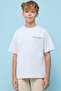 Boy's Gray Printed T-Shirt with Crew Neck and Short Sleeves