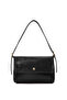 Wrinkled Textured Black Shk302 Faux Leather, Single Compartment with Snap Fasteners, Hand, Arm and Shoulder Bag