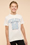 Boy's Cream Printed T-Shirt with Crew Neck and Short Sleeves