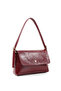 Wrinkled Textured Burgundy Shk302 Faux Leather, Single Compartment with Snap Fasteners, Hand, Arm and Shoulder Bag - 2