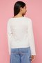 Girl's Cream Knitted Top with Crew Neck and Long Sleeves - 3