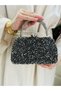 Women's Anthracite Stone Double Handle Women's Young Wedding Prom Graduation Engagement Evening Dress Bag - 5