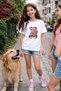 Teddy Bear Floral Printed Girls' T-Shirt 100% Cotton