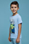 Boy's Orange Printed T-Shirt with Crew Neck and Short Sleeves - 2