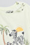 Boy's Green Graphic Print T-Shirt with Crew Neck and Short Sleeves - 2