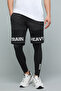 Men's Black Typography Print Trackpants With Drawstring Waist