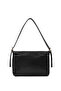 Wrinkled Textured Black Shk302 Faux Leather, Single Compartment with Snap Fasteners, Hand, Arm and Shoulder Bag - 3