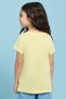Girl's Yellow Printed T-Shirt with Crew Neck and Short Sleeves - 5