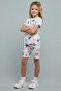 Girl's Cream Printed T-Shirt and Shorts Set