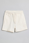 Boy's Cream Print Detail Knitted Shorts with Drawstring Waist