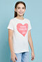 Girl's White Printed T-Shirt with Crew Neck and Short Sleeves - 3
