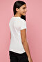 Girl's White Printed T-Shirt with Crew Neck and Short Sleeves - 3