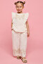 Girl's Beige Embroidered Clothing Set