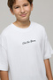 Boy's Cream Embroidered T-Shirt with Crew Neck and Short Sleeves - 3