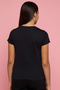 Girl's Black Printed T-Shirt with Crew Neck and Short Sleeves - 4
