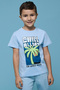 Boy's Orange Printed T-Shirt with Crew Neck and Short Sleeves