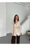 Beige Cotton Rope Belted Jacket - 7395 - 6