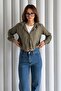 Women's Khaki Basic Body Detailed Shirt with Necklace - 7