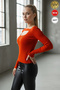Women's Tile U-Neck Band Detailed Long Sleeve Ribbed Extra Soft Blouse Body - 3
