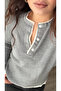 Gray-Ecru Double Collar Knit Sweater - 4