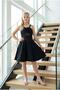 Girl's Black Crepe Strap Evening Dress with Transparent Tulle Detail and Removable Rose Buckle, Ages 7-16