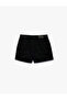 Cotton Pocketed Jean Shorts Skirt with Staple Detail - 4